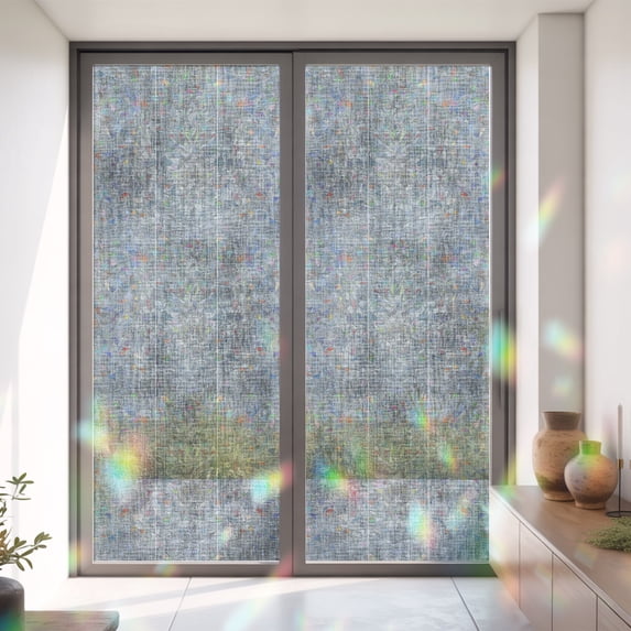Window Privacy Film Decorative, Grey Black Stained Glass Window Film ...