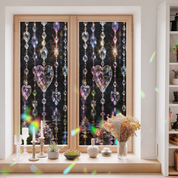 Window Privacy Film Decorative, Purple Love Heart Stained Glass Window ...