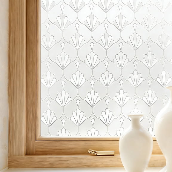 Window Privacy Film Decorative Static Cling Stained Glass Opaque Heat Control UV Blocking Non-Adhesive