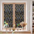 Window Privacy Film Decorative, Yellow Gray Christmas Trees Stained ...
