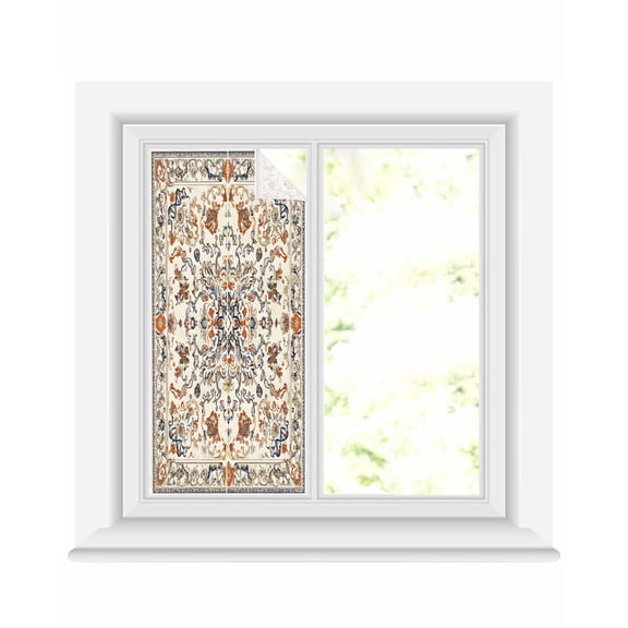 Window Privacy Film Ethnic Southwestern Stained Glass Window Film Decorative Sun Block Window Cover Tribal Antique Boho-Chic Heritage Window Clings Static Adhesive Sticker for Bathroom 19.6"x39.3"
