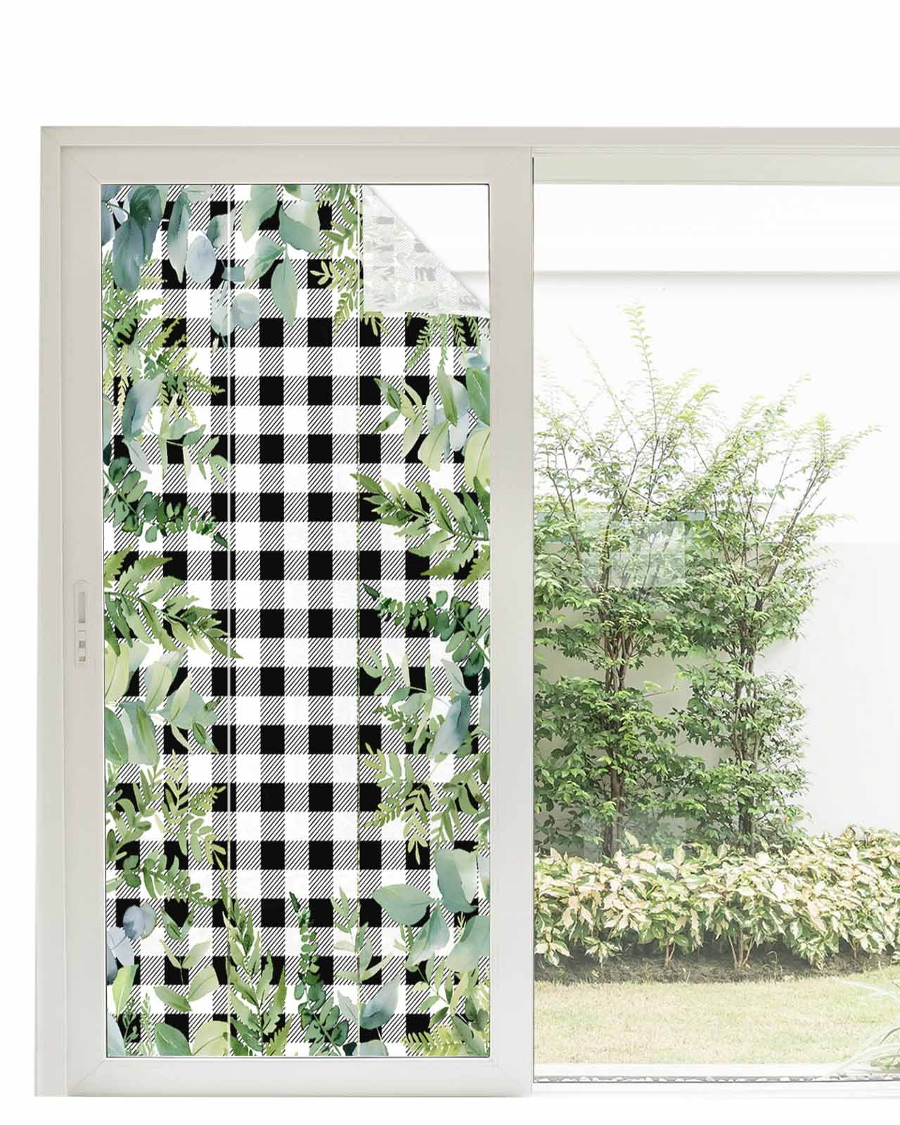 Window Privacy Film Eucalyptus Leaves Stained Glass Window Film ...