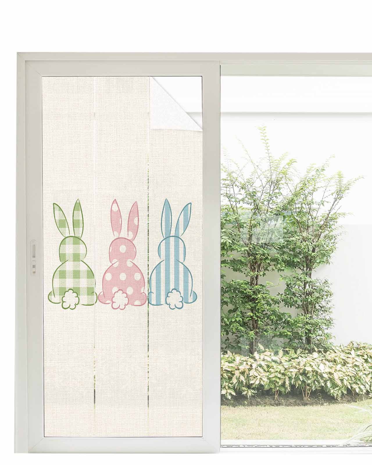 Window Privacy Film Farmhouse Bunny Stained Glass Window Film ...