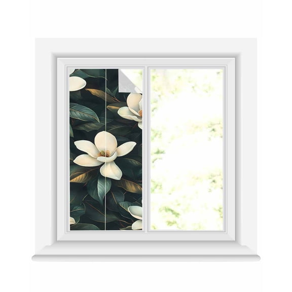 Window Privacy Film Floral Stained Glass Window Film Decorative Sun Block Window Cover Botanical Garden Flower Country Nature Farm Leaf Window Clings Static Adhesive Sticker for Bathroom 19.6"x39.3"