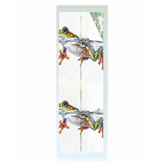 Window Privacy Film Frogs Prints Stained Glass Window Film Decorative Sun Block Window Cover Watercolor Animals in Water Window Clings Static Adhesive Sticker for Bathroom 23.6"x78.7"