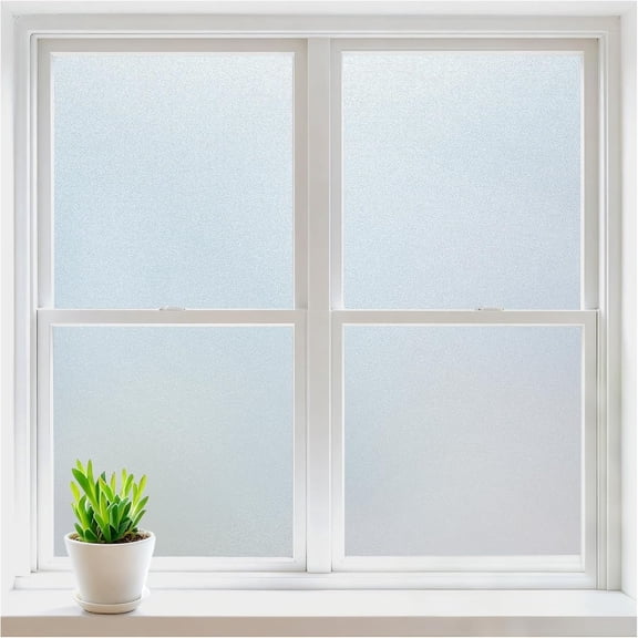 Window Privacy Film, Frosted Glass Window Clings, Static Cling UV Heat Blocking Door Stickers for Home Bathroom, Removable Indoor Decal Coverings Day and Night, Pure, 17.5 x 78.7 Inches