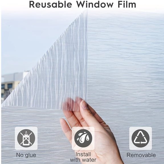 Window Privacy Film, Frosted Glass Window Film Static Cling Covering, Non Adhesive Privacy Clings Vinyl, Removable Frosting Sticker for Home Decoration, White,24*118 inch