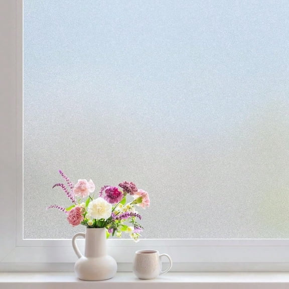 Window Privacy Film Frosted Glass Window Film Static Cling Non-Adhesive Glass Clings Sun Blocking Opaque Coverings Reusable Door Stickers for Bathroom Home Office Pure 35.4 x 157.5