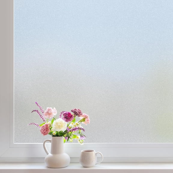Window Privacy Film, Frosted Glass Window Film, Static Cling Non-Adhesive Glass Clings, Sun Blocking Opaque Coverings, Reusable Door Stickers for Bathroom Home Office, Pure, 17.5" x 78.7"