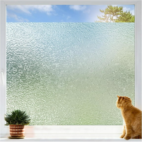 Window Privacy Film, Frosted Glass Window Film, Sun Blocking, Heat Control, Removable Home Window Tint Film Privacy for House Bathroom Door, 17.5 x 78.7 Inches - Style 7
