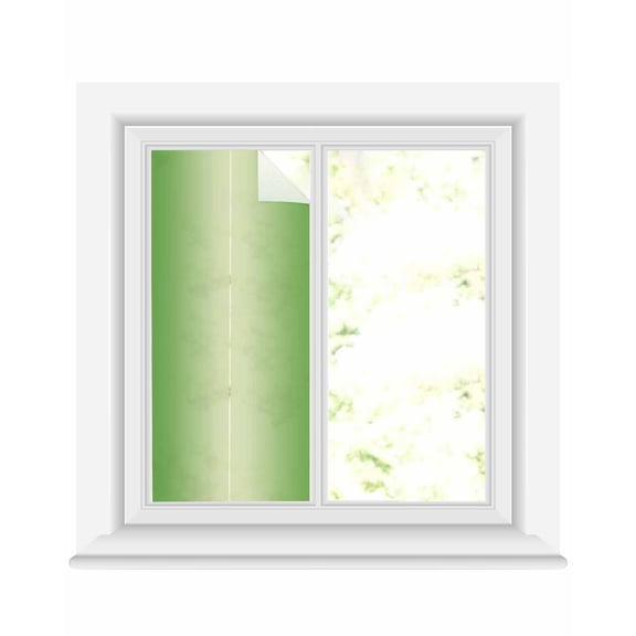 Window Privacy Film, Grass Green Ombre UV Sun Blocking Window Tint Film Heat Control One Way Blackout Window Film, Modern Abstract Gradient Color Art Non Adhesive Static Cling Sticker 17.7x39.3 In