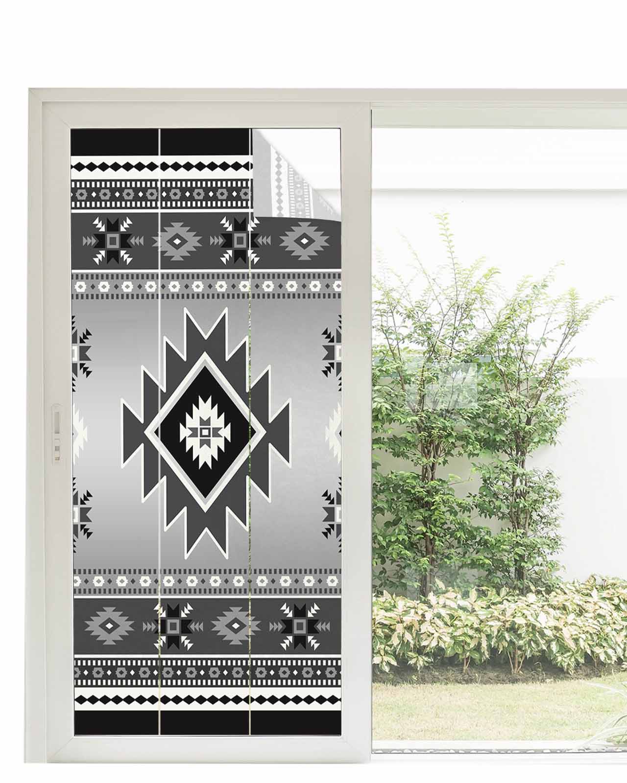 Aztec Window Window Privacy Film Gray Aztec Stained Glass Window Film Decorative Sun ...