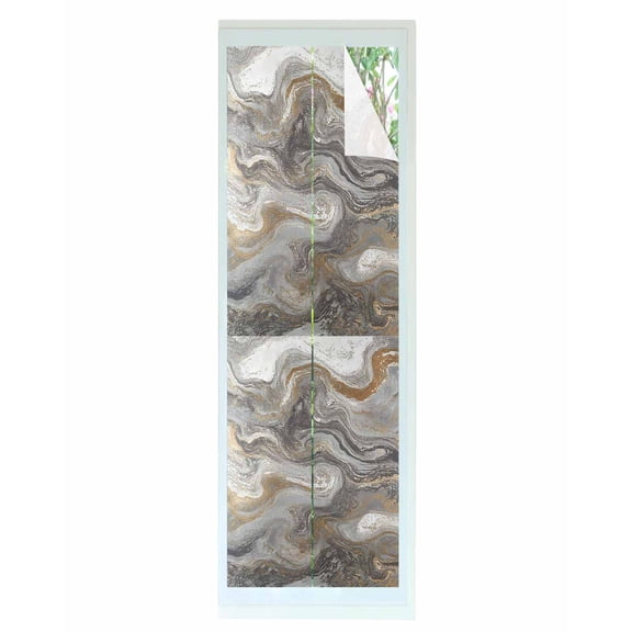 Window Privacy Film Gray Marble Stained Glass Window Film Decorative Sun Block Window Cover Farmhouse Vintage Abstract Ombre Texture Window Clings Static Adhesive Sticker for Bathroom 17.7"x78.7"