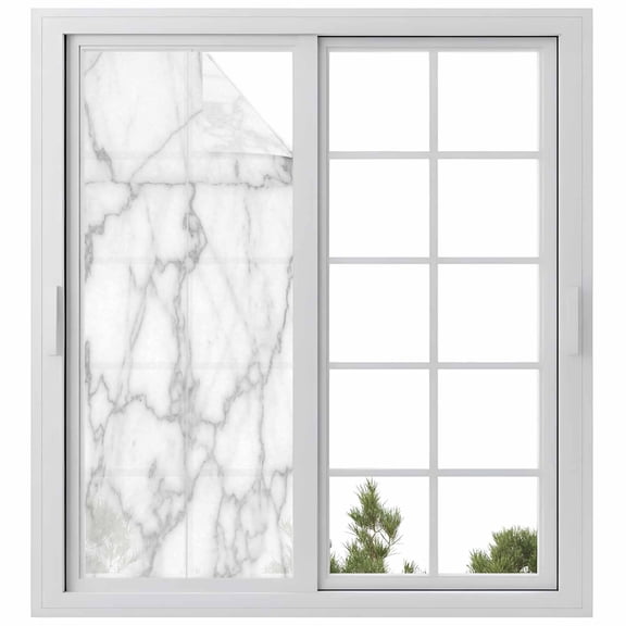 Window Privacy Film Gray Marble Stained Glass Window Film Decorative Sun Block Window Cover Minimalism Modern Abstract Ombre Texture Window Clings Static Adhesive Sticker for Bathroom 23.6"x59"