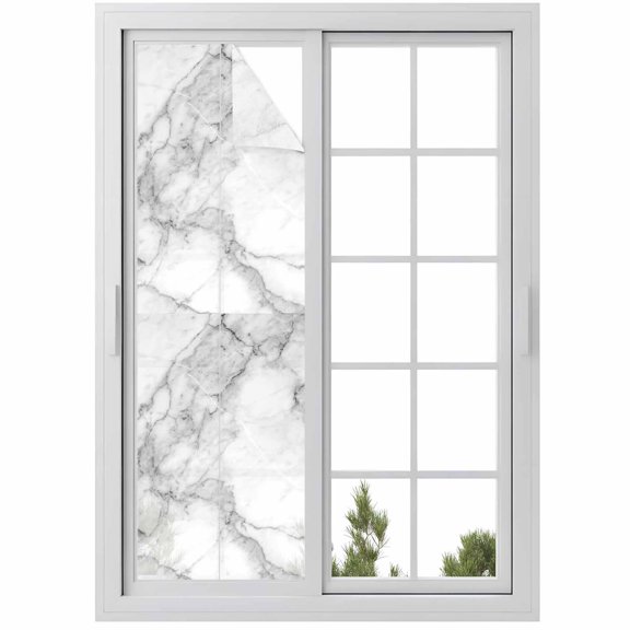 Window Privacy Film Gray Marble Stained Glass Window Film Decorative Sun Block Window Cover Modern Simple Gradient Abstract Patterned Window Clings Static Adhesive Sticker for Bathroom 29.5"x118"