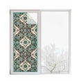 thumbnail image 1 of Window Privacy Film Green Boho Stained Glass Window Film Decorative Sun Block Window Cover Retro Southwest Abstract Flowers Motifs Window Clings Static Adhesive Sticker for Bathroom 23.6"x59", 1 of 7