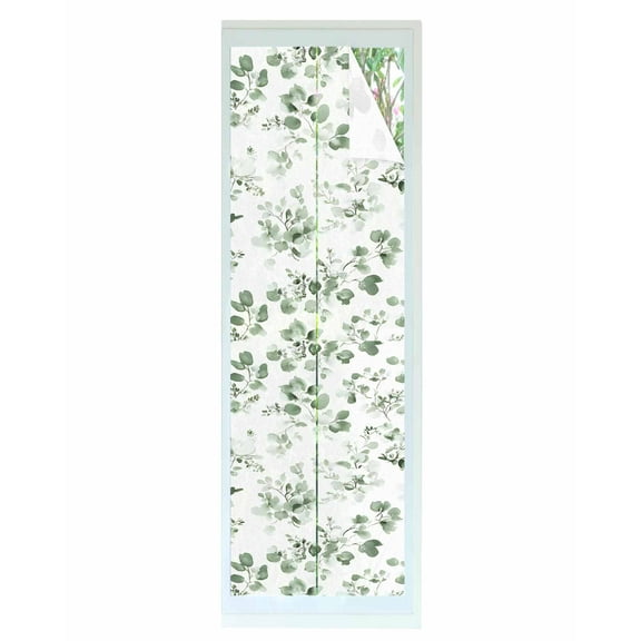 Window Privacy Film Green Eucalyptus Leaves Stained Glass Window Film Decorative Sun Block Window Cover Greenery Spring Botanical Window Clings Static Adhesive Sticker for Bathroom 29.5"x118"