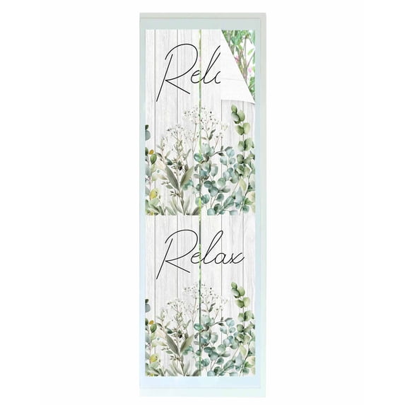 Window Privacy Film Green Eucalyptus Leaves Stained Glass Window Film Decorative Sun Block Window Cover Summer Botanical Vintage Wooden Window Clings Static Adhesive Sticker for Bathroom 23.6"x78.7"