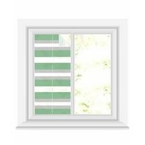 Window Privacy Film Green Grey Stripe Stained Glass Window Film Decorative Sun Block Window Cover Minimalist Farmhouse Striped Window Clings Static Adhesive Sticker for Bathroom 17.7"x39.3"
