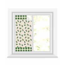 Window Privacy Film Green Leaf Stained Glass Window Film Decorative Sun Block Window Cover Pastoral Botanical Buffalo Plaid Checkered Window Clings Static Adhesive Sticker for Bathroom 17.7"x39.3"
