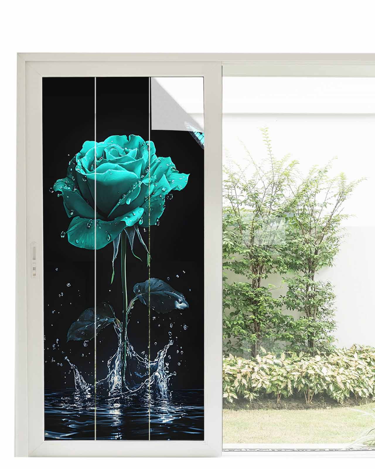 Window Privacy Film Green Roses Stained Glass Window Film Decorative ...