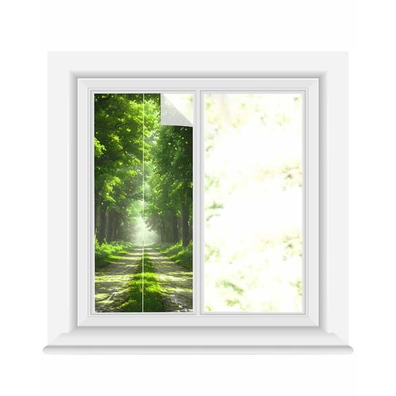 Window Privacy Film Green Trees Stained Glass Window Film Decorative Sun Block Window Cover Forest Art Decor Spring Summer Nature Leaf Window Clings Static Adhesive Sticker for Bathroom 19.6"x39.3"