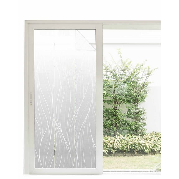 Window Privacy Film, Grey Ombre Lines UV Sun Blocking Window Tint Film Heat Control One Way Blackout Window Film, Simple Grey White Gradient Stripes Non Adhesive Static Cling Sticker 35.4x78.7 In