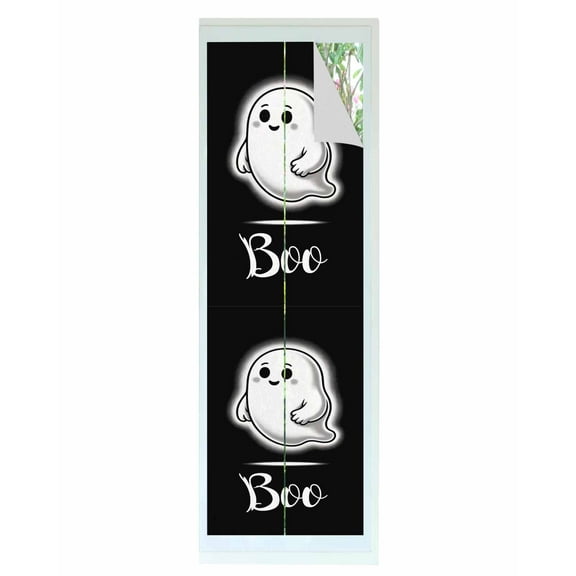Window Privacy Film Halloween Stained Glass Window Film Decorative Sun Block Window Cover Black Spooky Ghost Boo Cute Halloween Decorations Window Clings Static Sticker for Bathroom 29.5"x118"