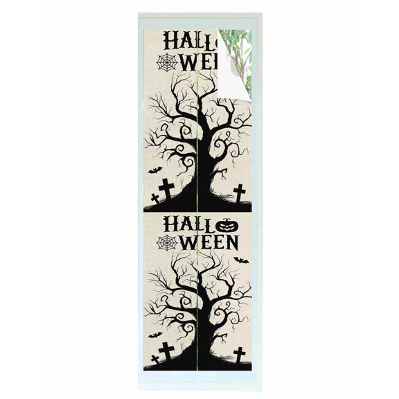 Window Privacy Film Halloween Stained Glass Window Film Decorative Sun Block Window Cover Spooky Pumpkins Halloween Horror Bat Tree Window Clings Static Adhesive Sticker for Bathroom 29.5"x118"