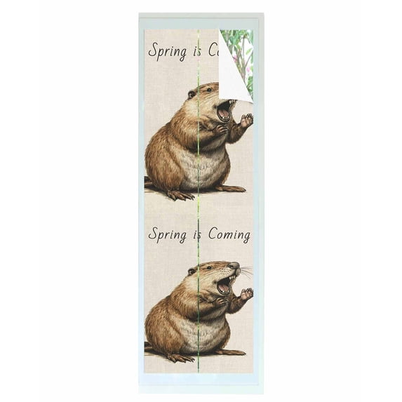 Window Privacy Film Happy Groundhog Day Stained Glass Window Film Decorative Sun Block Window Cover Spring Seasonal Holiday Brown Animal Window Clings Static Adhesive Sticker for Bathroom 17.7"x78.7"