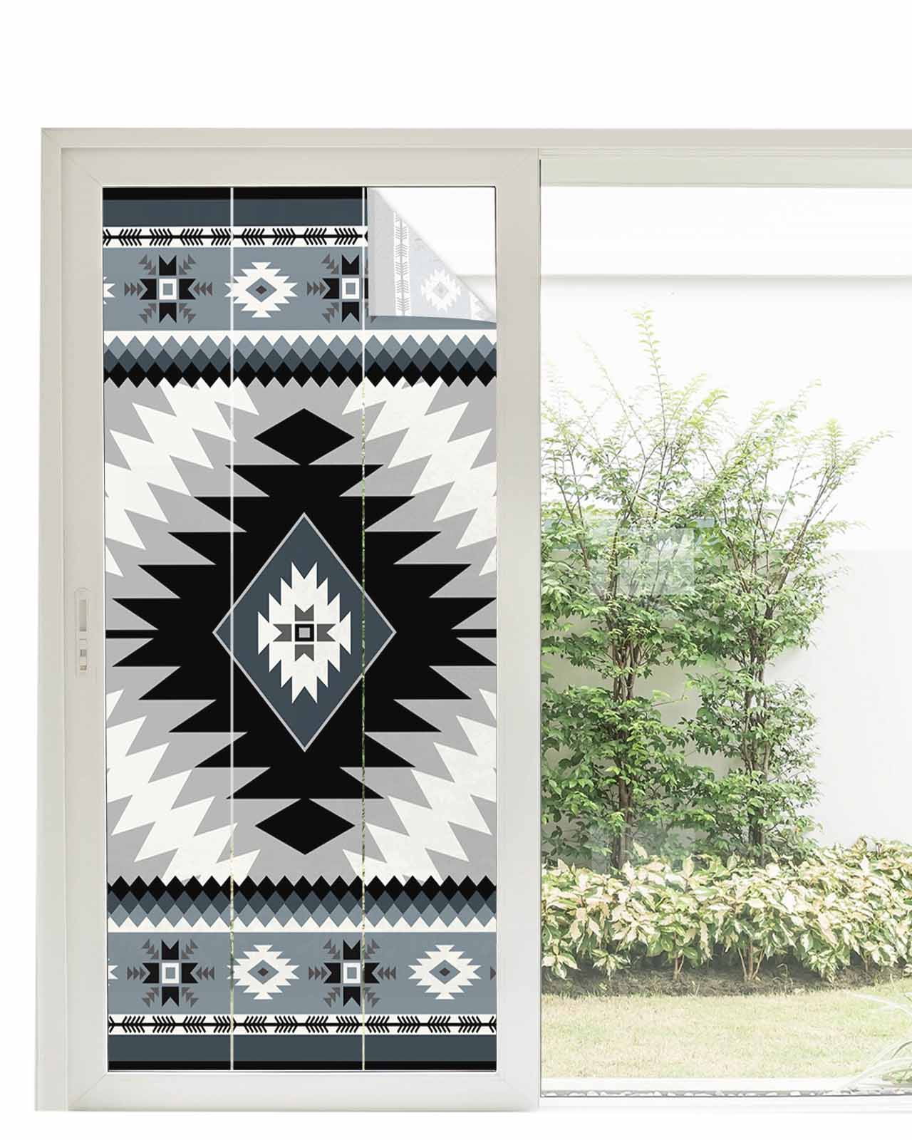 Window Motivs Window Privacy Film Haze Blue Boho Stained Glass Window Film Decorative ...