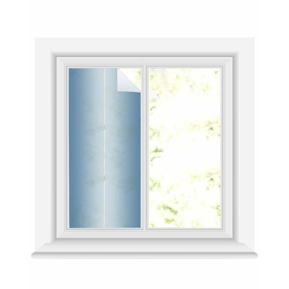 Window Privacy Film, Haze Blue Ombre UV Sun Blocking Window Tint Film Heat Control One Way Blackout Window Film, Modern Abstract Gradient Color Art Non Adhesive Static Cling Sticker 19.6x39.3 In