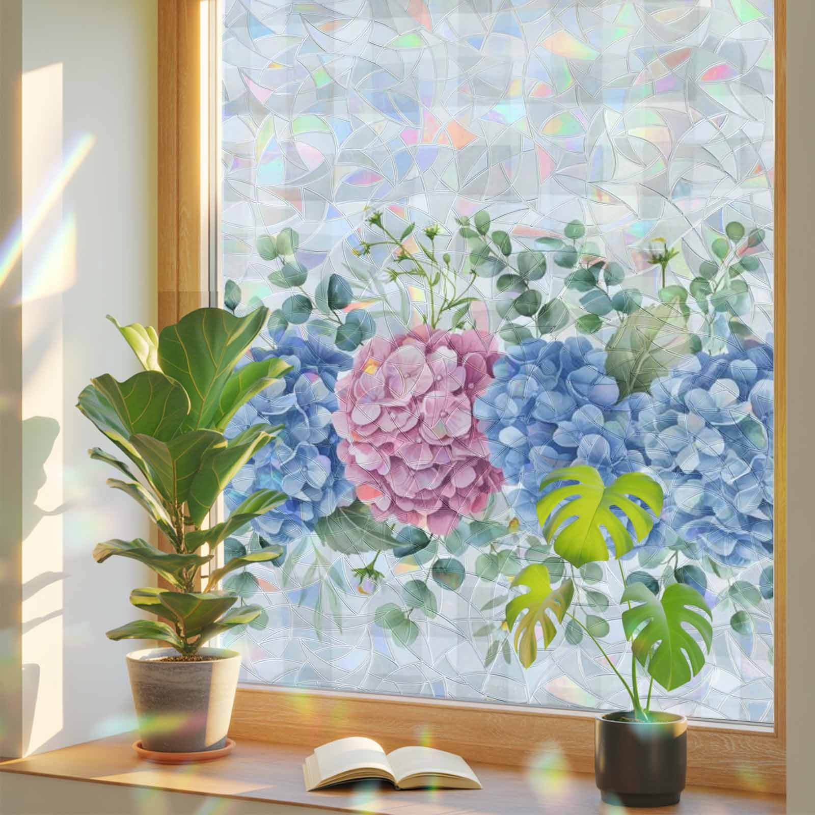 Hydrangea Window Display Window Privacy Film Hydrangea Flower Stained Glass Window Film ...