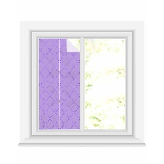 Window Privacy Film,Lavender Purple Rhombus Plaid Sun Blocking Window Tint Film Heat Control One Way Blackout Window Film,Classic Modern Geometric Abstract Art Non Adhesive Static Cling 19.6x39.3 In