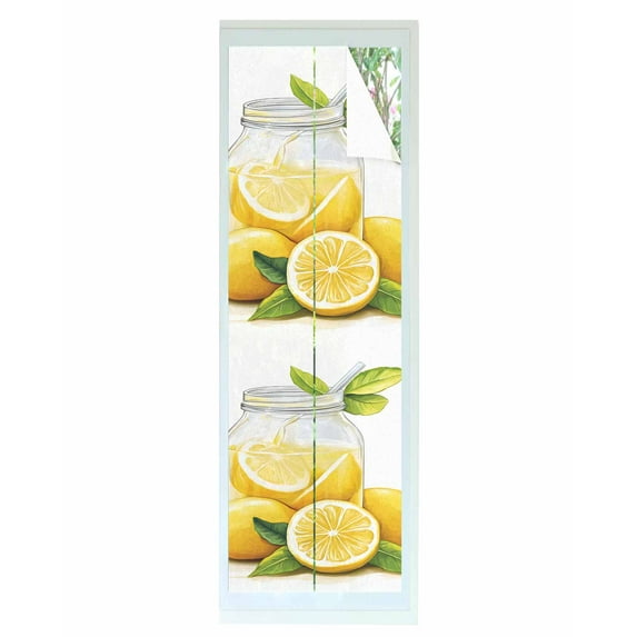 Window Privacy Film Lemon Stained Glass Window Film Decorative Sun Block Window Cover Summer Fruit Nature Country Watercolor Yellow Window Clings Static Adhesive Sticker for Bathroom 29.5"x118"