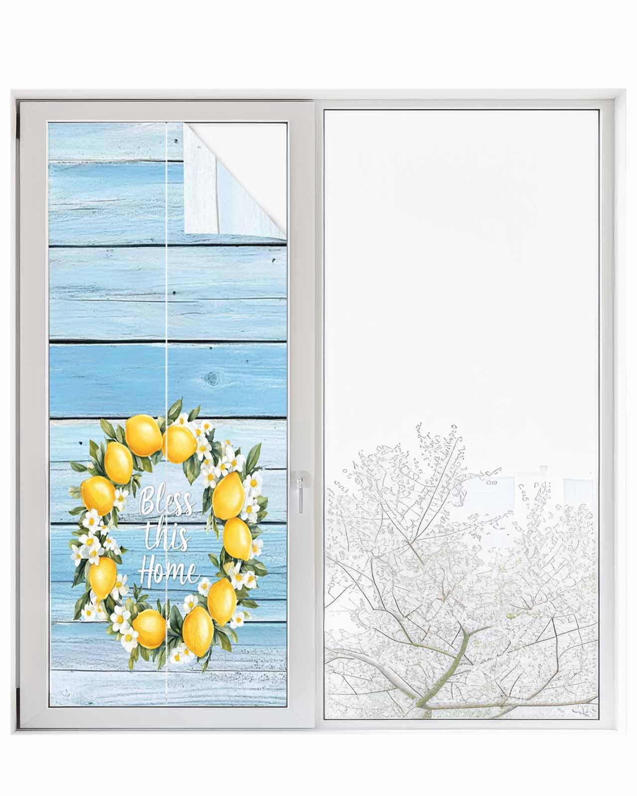 Window Privacy Film Lemon Wreath Stained Glass Window Film Decorative ...