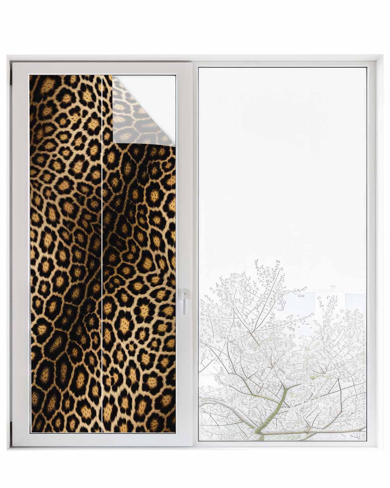 Window Privacy Film Leopard Print Stained Glass Window Film Decorative ...