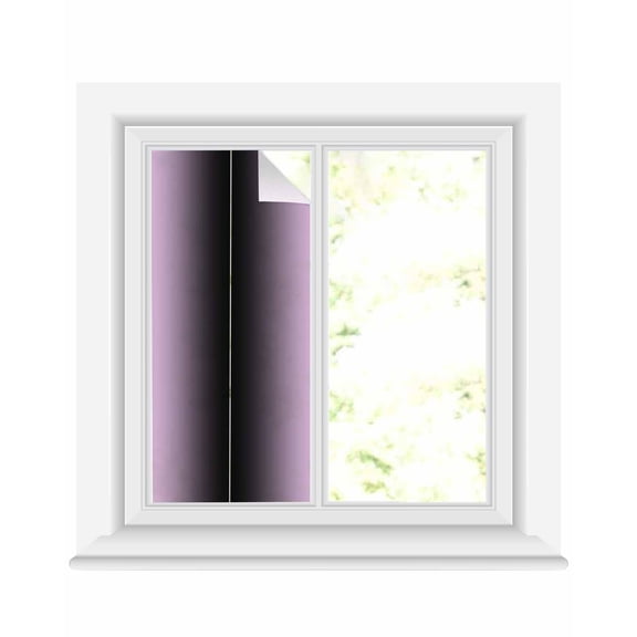 Window Privacy Film, Light Purple Black Ombre UV Sun Blocking Window Tint Film Heat Control One Way Blackout Window Film, Modern Abstract Gradient Color Art Non Adhesive Static Cling 17.7x39.3 In