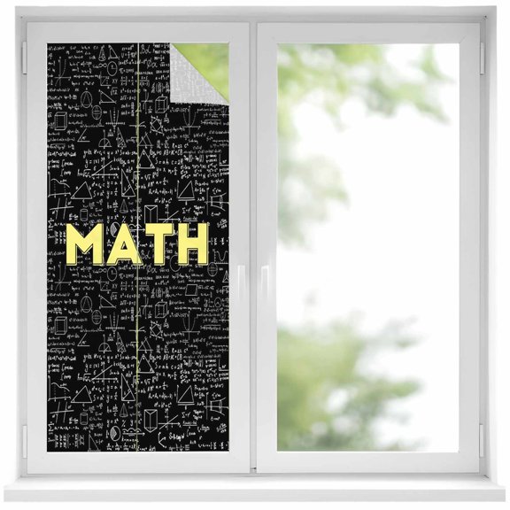 Window Privacy Film Mathematics Formulas Stained Glass Window Film Decorative Sun Block Window Cover Modern Abstract Art Math Geometric Window Clings Static Adhesive Sticker for Bathroom 17.7"x39.3"