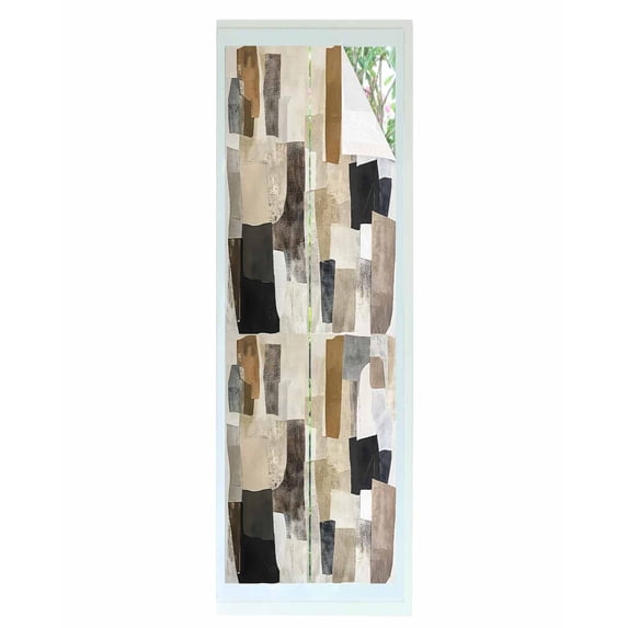 Window Privacy Film Modern Black Brown Stained Glass Window Film Decorative Sun Block Window Cover Abstract Oil Painting Art Window Clings Static Adhesive Sticker for Bathroom 29.5"x118"