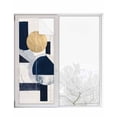 thumbnail image 1 of Window Privacy Film Navy Blue Abstract Art Stained Glass Window Film Decorative Sun Block Window Cover Contemporary Luxury Art Geometric Window Clings Static Adhesive Sticker for Bathroom 23.6"x59", 1 of 7
