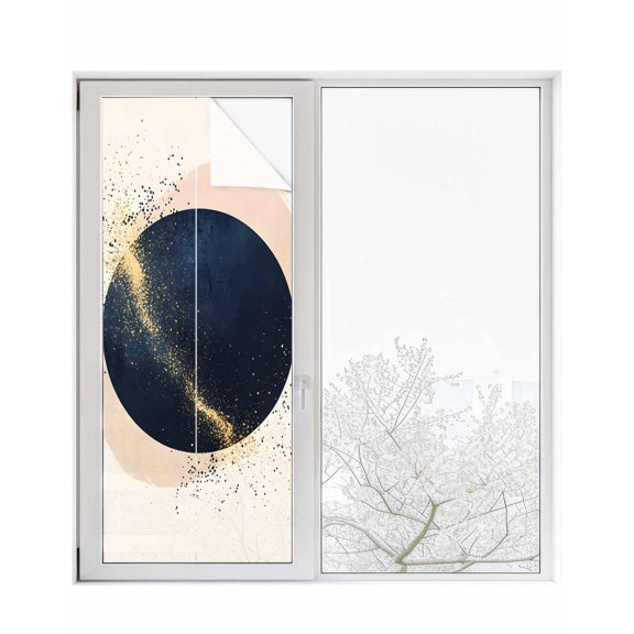 Window Privacy Film Navy Blue Abstract Art Stained Glass Window Film Decorative Sun Block Window Cover Modern Aesthetics Art Window Clings Static Adhesive Sticker for Bathroom 23.6"x59"