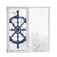 thumbnail image 1 of Window Privacy Film Navy Blue Coastal Stained Glass Window Film Decorative Sun Block Window Cover Vintage Nautical Summer Rudder Window Clings Static Adhesive Sticker for Bathroom 29.5"x78.7", 1 of 6