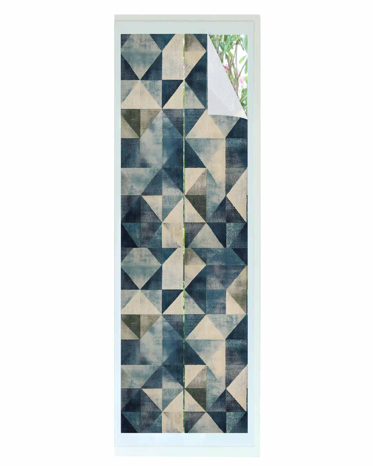 Window Privacy Film Navy Blue Geometric Stained Glass Window Film ...