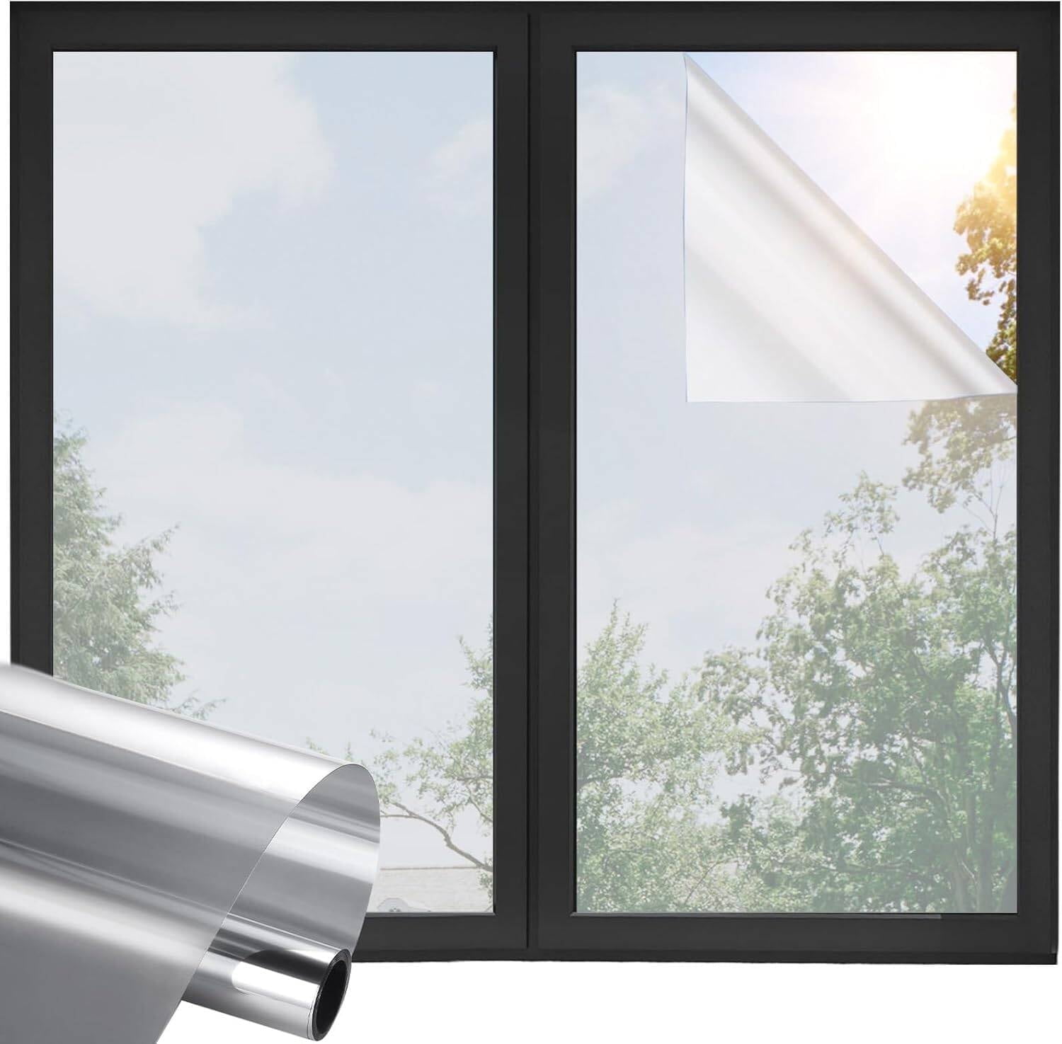 Window Privacy Film One Way Daytime Privacy Static Cling, Mirror Vinyl ...