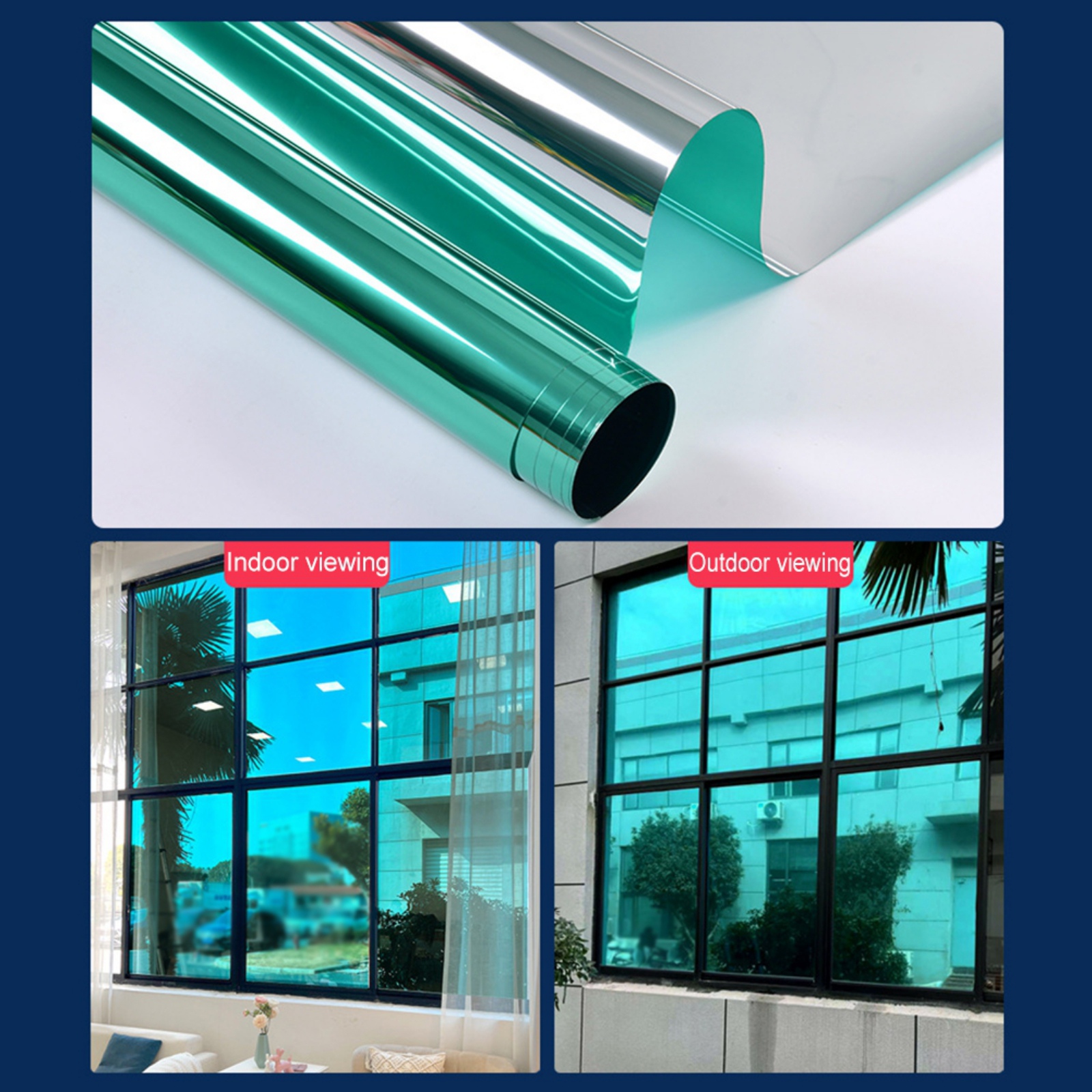 Window Privacy Film One Way Mirror Window Film Reflective Sun Blocking 