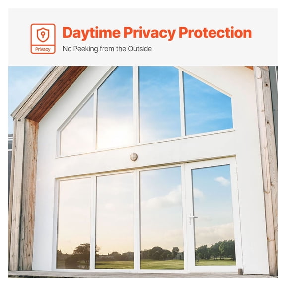 Window Privacy Film One Way Mirror, Heat Control Window Tint Static Cling - 35.4" x 13.1ft Black-Silver