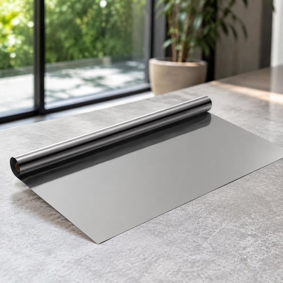 Window Privacy Film One Way Window Tint Daytime Mirror Reflective Heat Control Glass Static Cling Black Silver 36 in X 6.5 Ft
