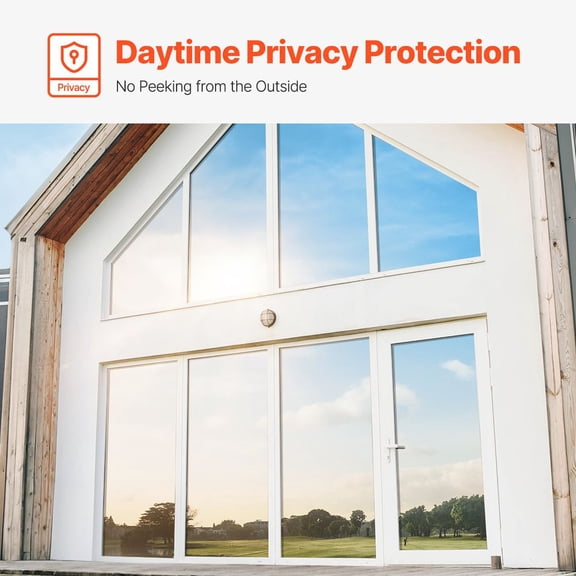 Window Privacy Film, One Way Window Tint, Daytime Mirror Reflective Heat Control Glass, Static Cling Sun Blocking See out Not in Window Film for Home and Office, Black-Silver, 35.4 in x 13.1 ft