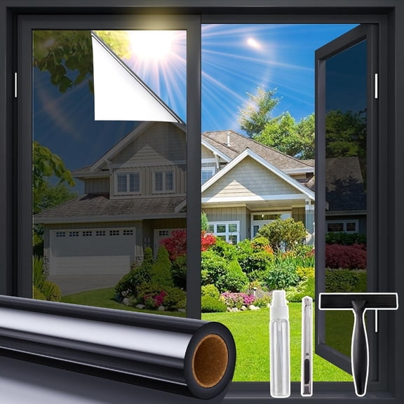 Window Privacy Film One Way, Window Tint for Home, Daytime Reflective Mirror Glass Windows Coverings Heat UV Blocking See Out Not in,Gray, 23.6 x 78.7 Inch